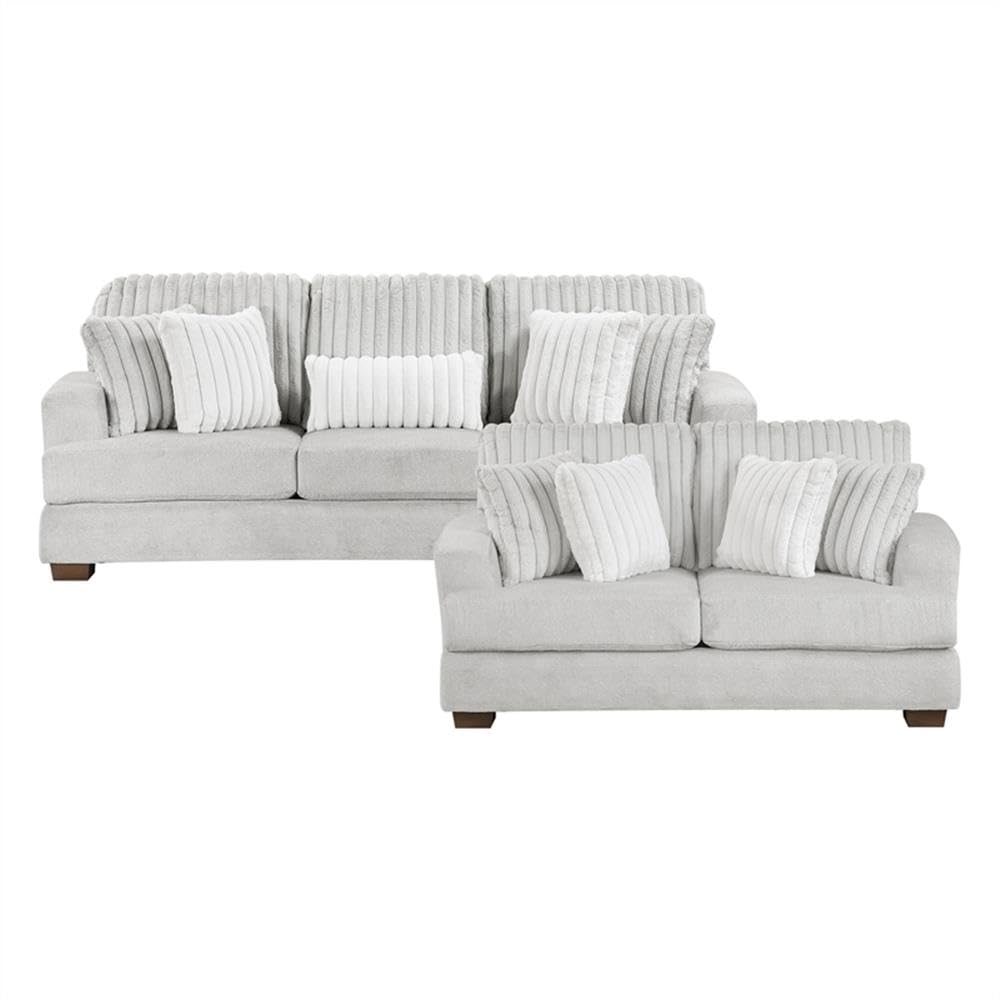 Light Gray Microfiber Upholstered Love Seat I4298