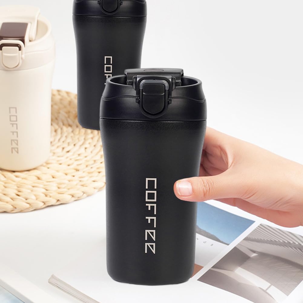 2-Pack 13.5oz Insulated Travel Coffee Mug Tumbler, Black and White Set P250