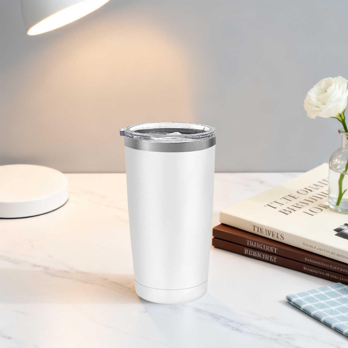 20 Pack Stainless Steel Insulated Tumbler 20oz White A3850