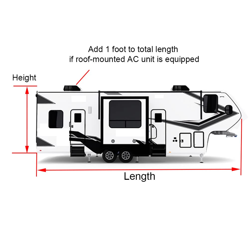 5th Wheel RV Trailer Cover 5 Layers with Windproof Side-Straps Heavy Duty 24' - 26' O218