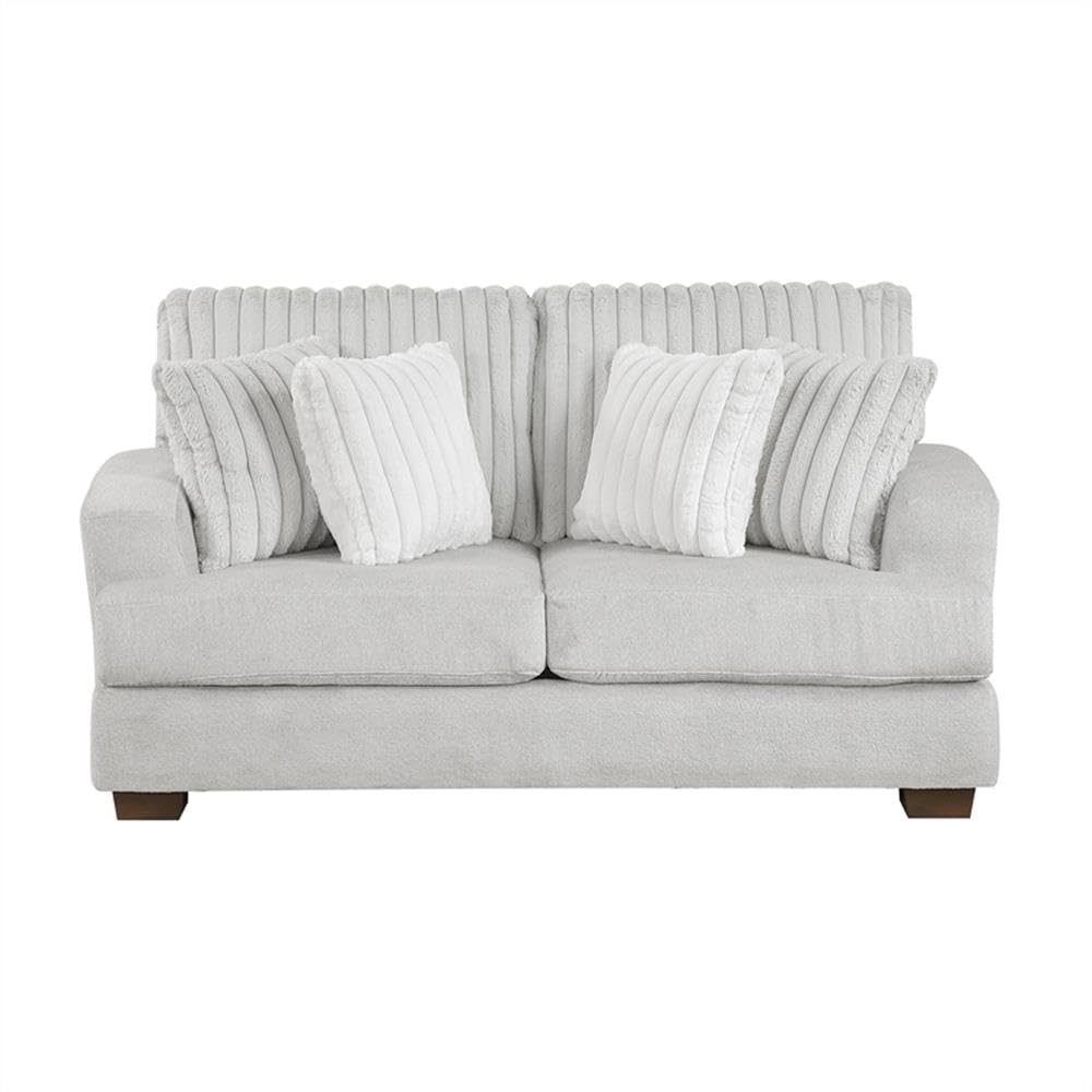 Light Gray Microfiber Upholstered Love Seat I4298