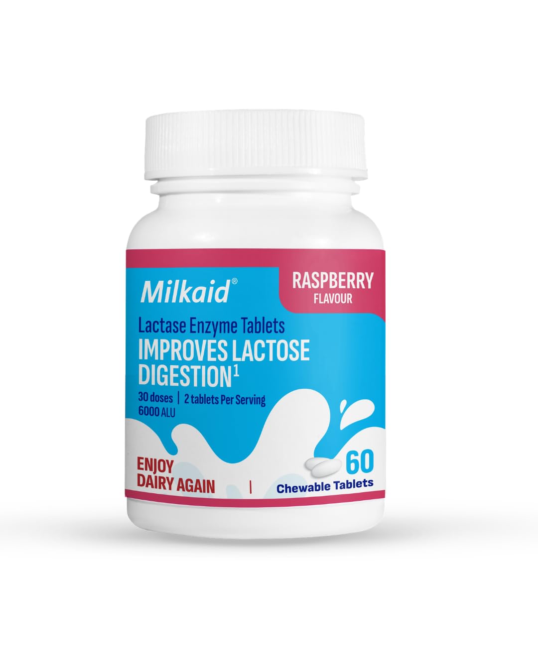 Chewable Lactase Enzyme Tablets 60 Tablets Raspberry B5067