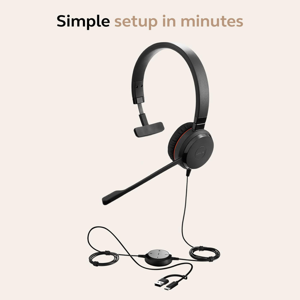 Wired Single-Ear Headset with Mic, Noise-Canceling Microphone, Black H1387