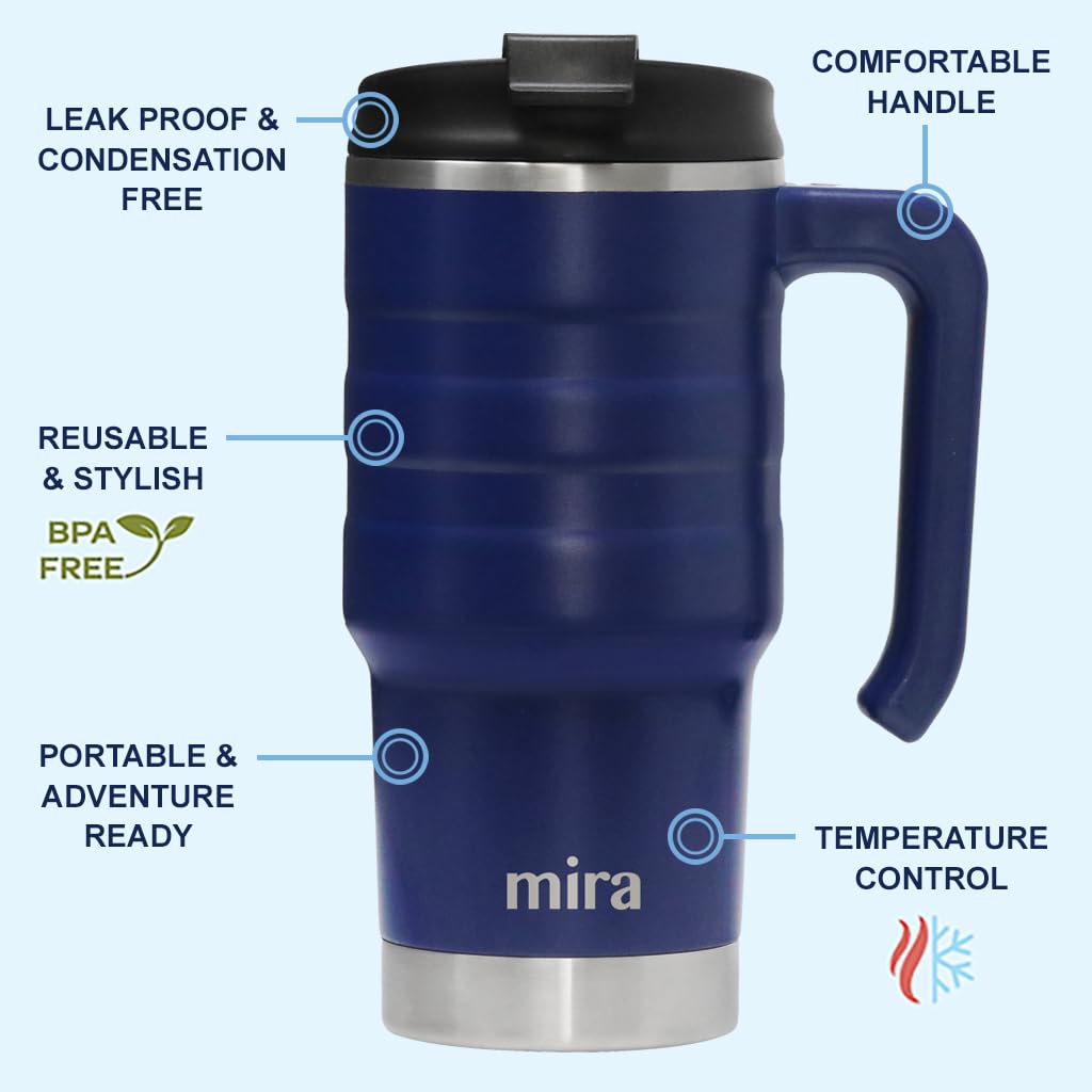20 oz Insulated Stainless Steel Travel Mug with Flip Lid & Handle Z30991