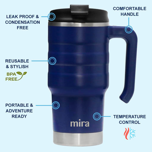 20 oz Insulated Stainless Steel Travel Mug with Flip Lid & Handle Z30991