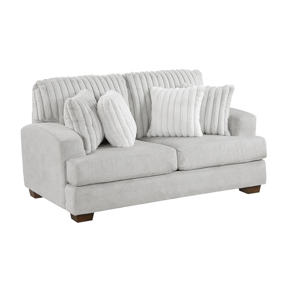 Light Gray Microfiber Upholstered Love Seat I4298