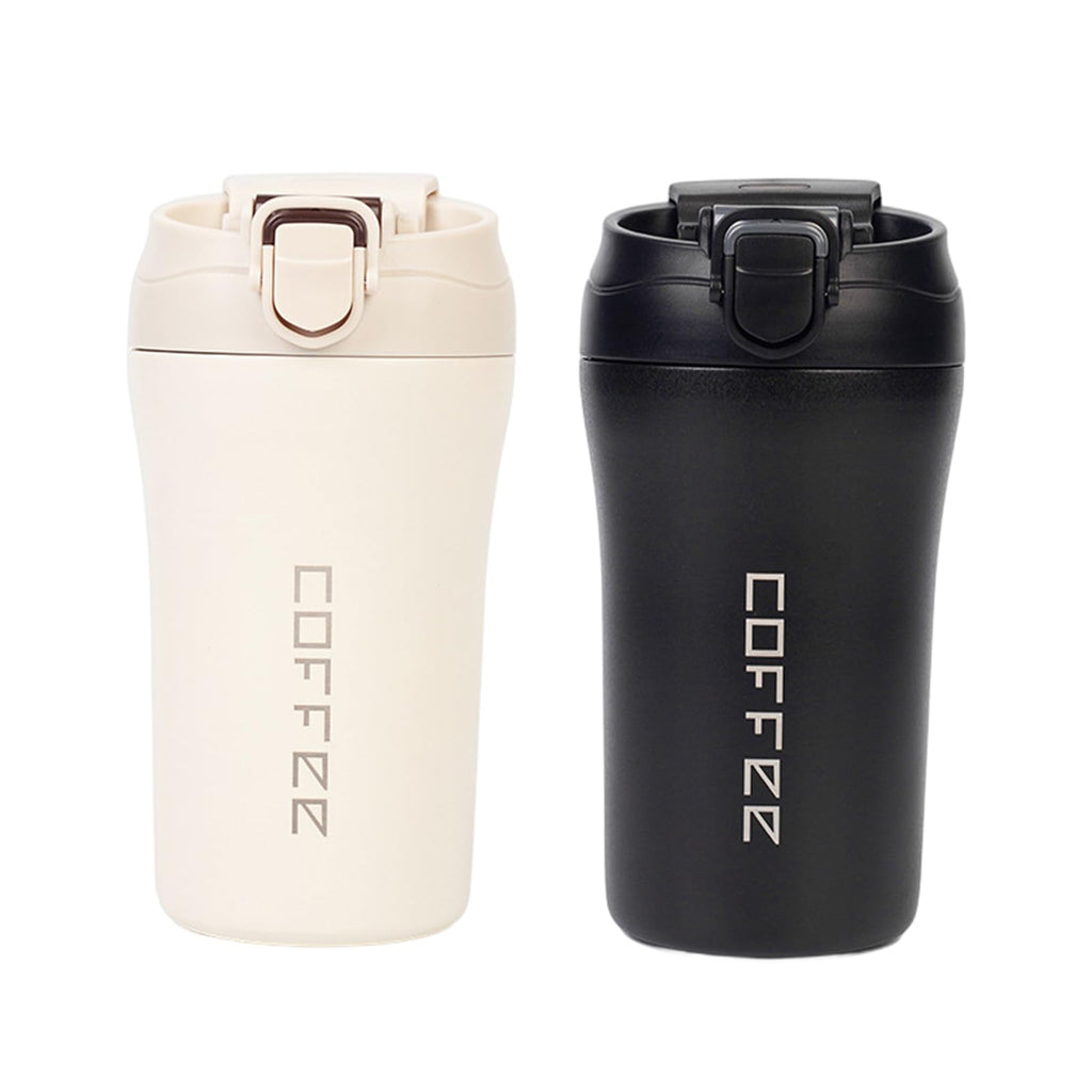 2-Pack 13.5oz Insulated Travel Coffee Mug Tumbler, Black and White Set P250