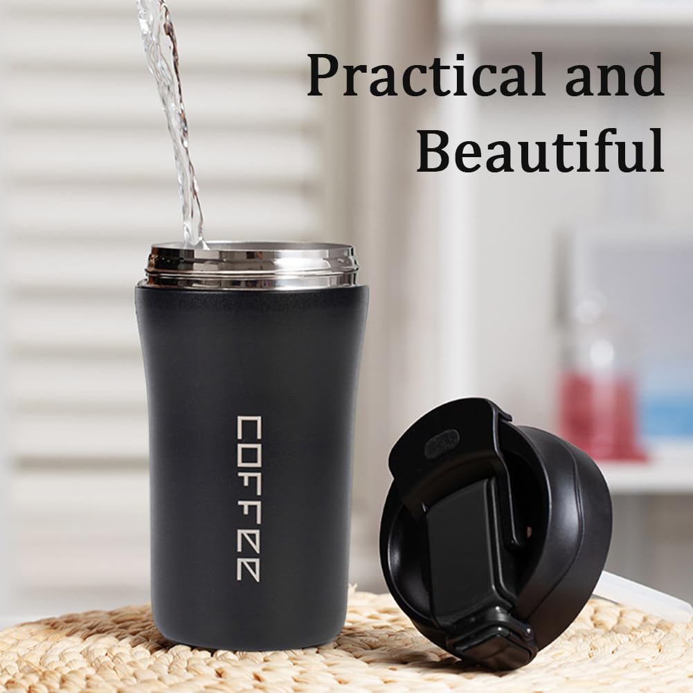2-Pack 13.5oz Insulated Travel Coffee Mug Tumbler, Black and White Set P250