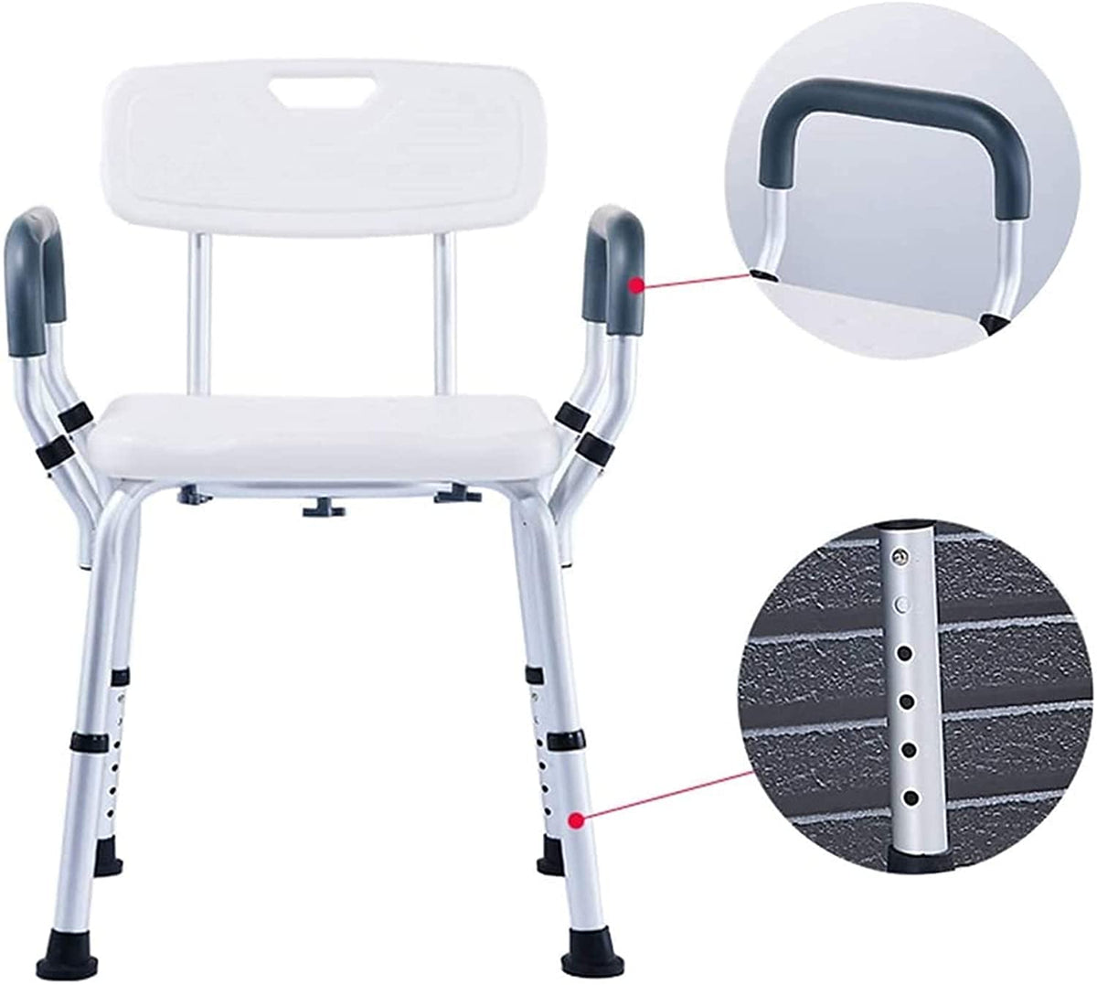 Padded Seat Transfer Bench, Bath Stools, Shower Chair with Arms and Back I409523