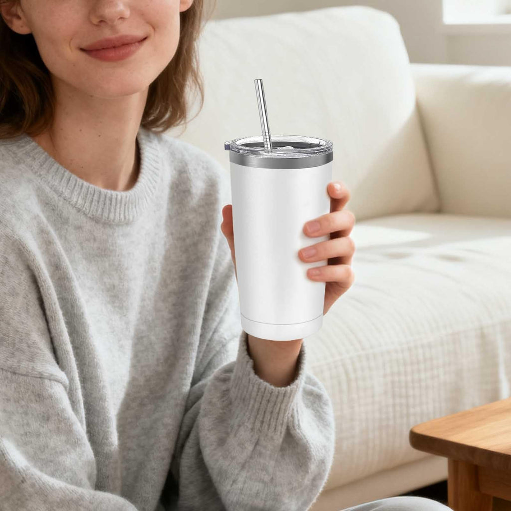 20 Pack Stainless Steel Insulated Tumbler 20oz White A3850
