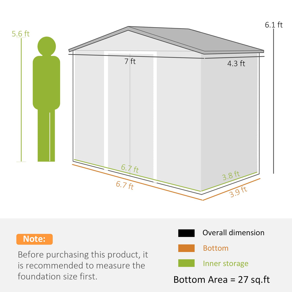 7' x 4' Metal Outdoor Storage Shed L1439