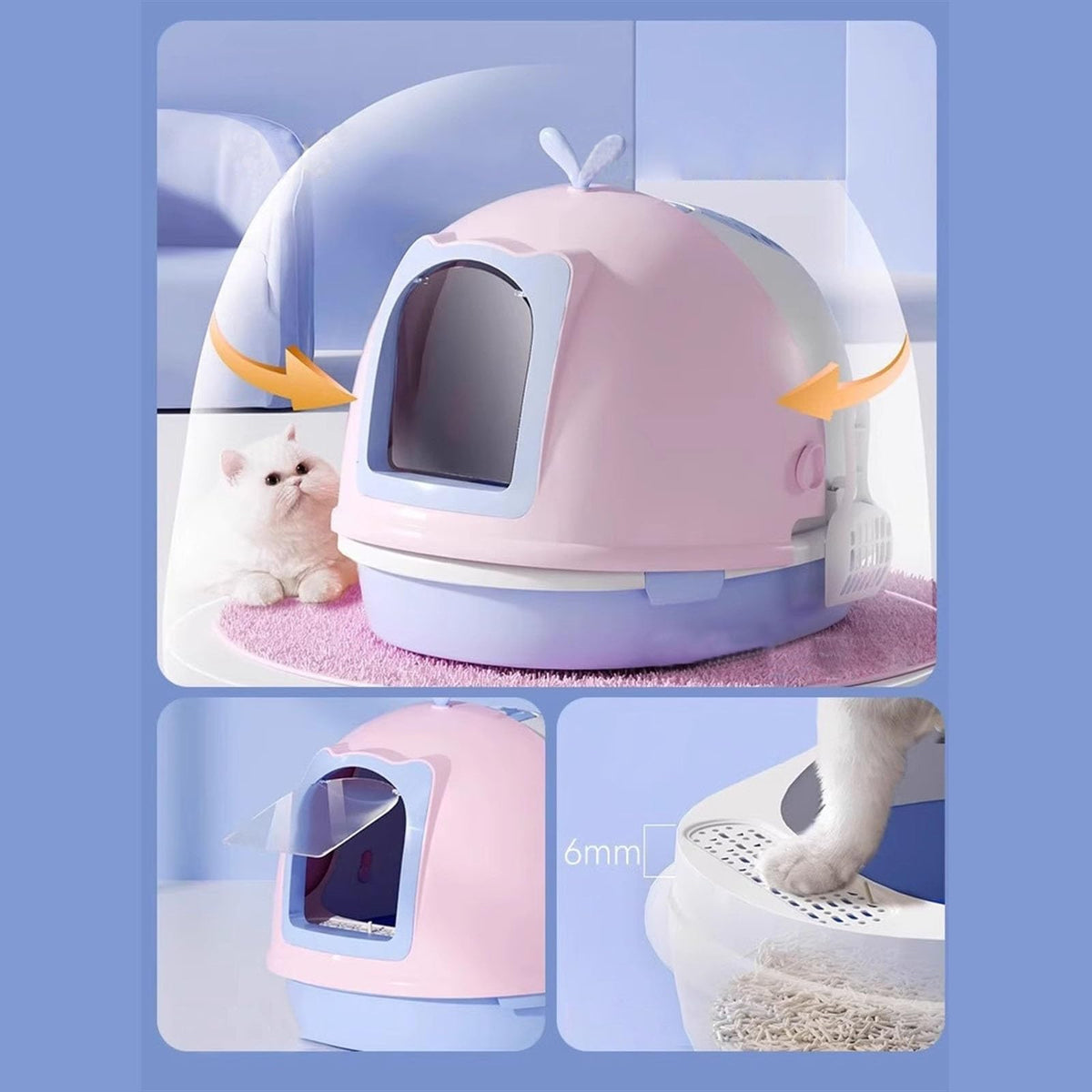 Covered Top Entry Cat Litter Box with Scoop U68226