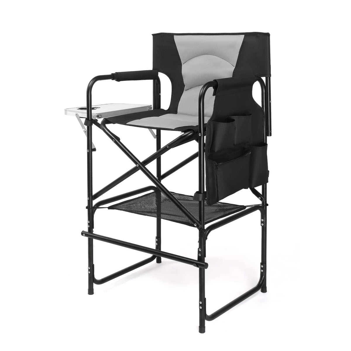 Extra Tall Portable Folding Makeup Artist Chair with Side Table C241