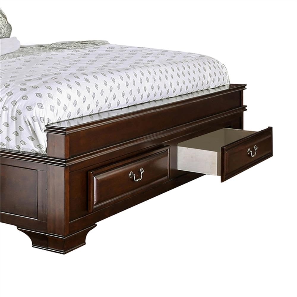 Brown Cherry California King Storage Bed with 4 Drawers M96622