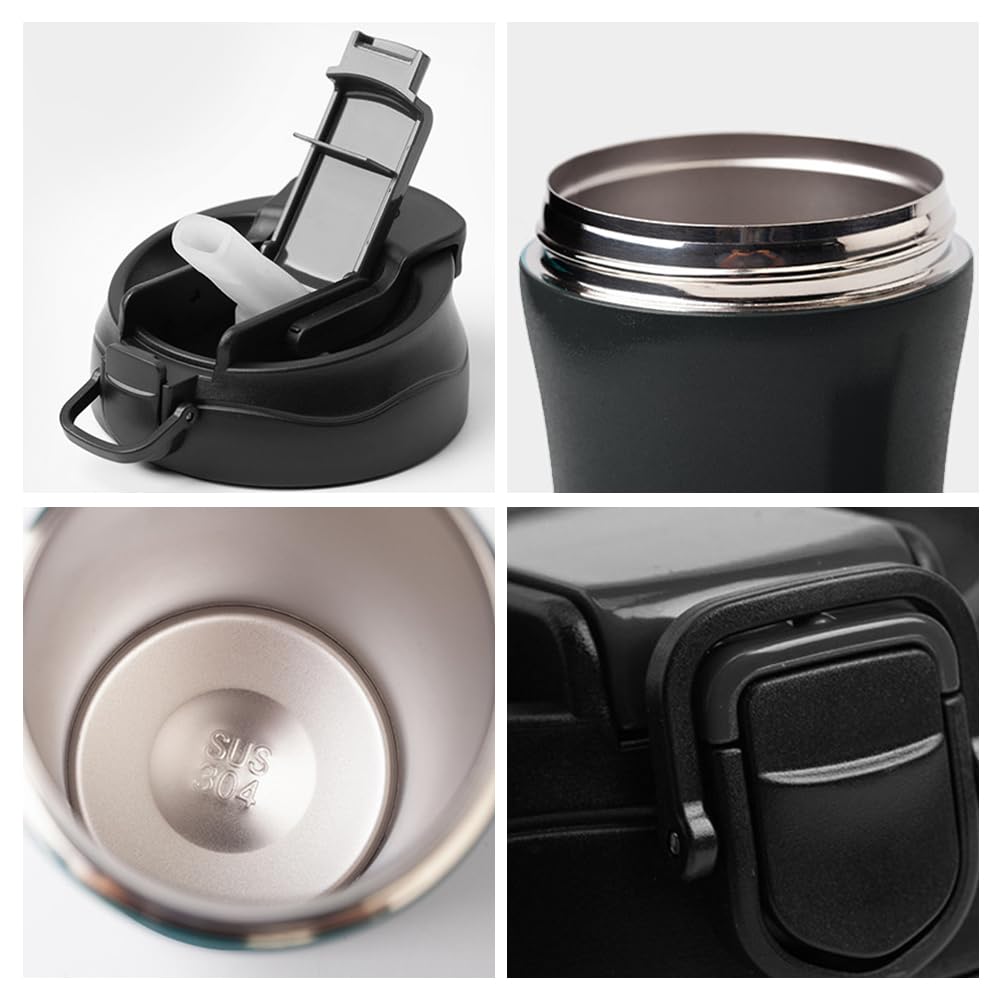2-Pack 13.5oz Insulated Travel Coffee Mug Tumbler, Black and White Set P250