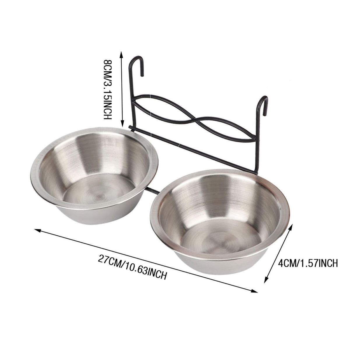 Stainless Steel Hanging Pet Bowls, 2 Bowls 1 Hook X706