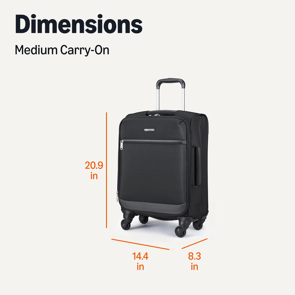 18" Medium Expandable Softside Suitcase with Spinner Wheels, Black Q543861