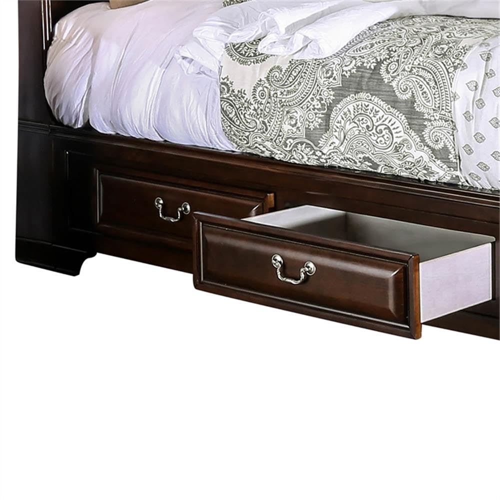 Brown Cherry California King Storage Bed with 4 Drawers M96622