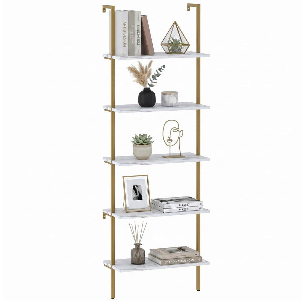 White 5-Tier Ladder Bookshelf G56201