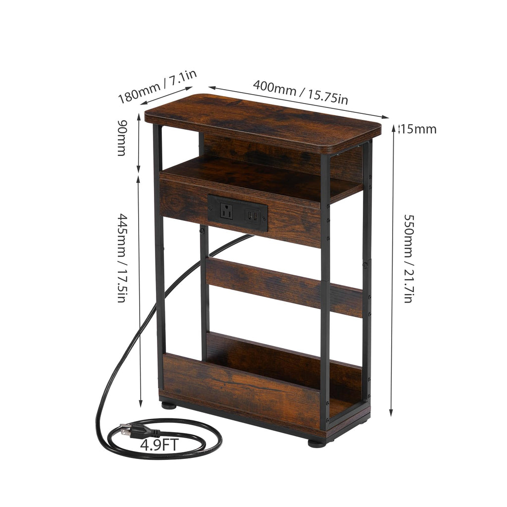 Narrow Side Table with Charging Station T476010