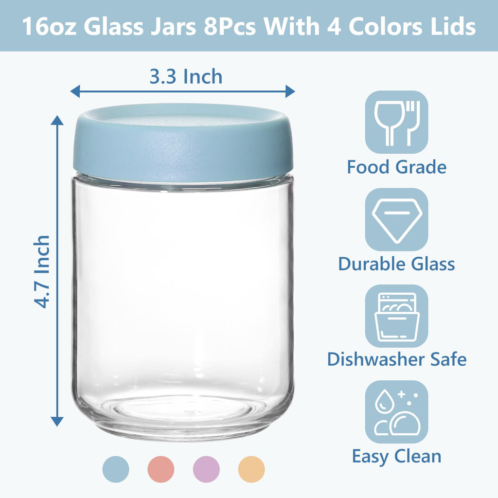 8Pcs 16oz Glass Overnight Oats Containers U4280