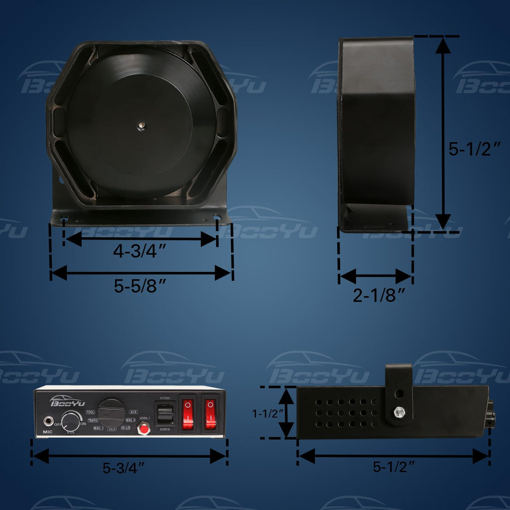 12V 200W 9Tone Slim Speaker Horn Alarm PA System Emergency Siren X993657
