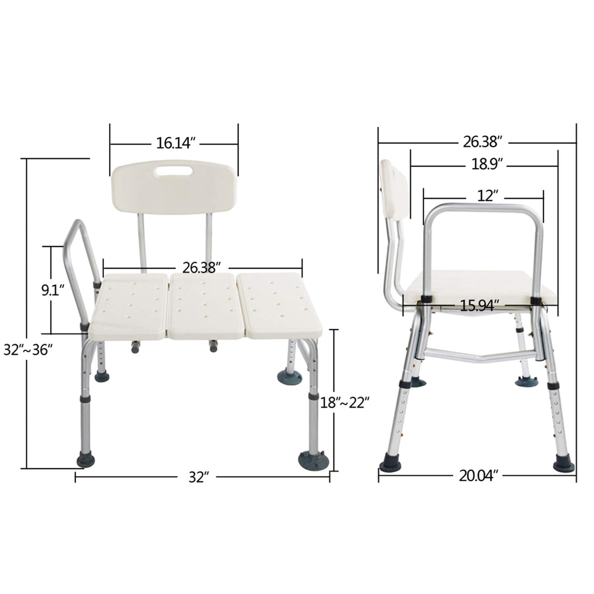 Shower Chair Bath Seat with Padded Armrests and Back Q6769