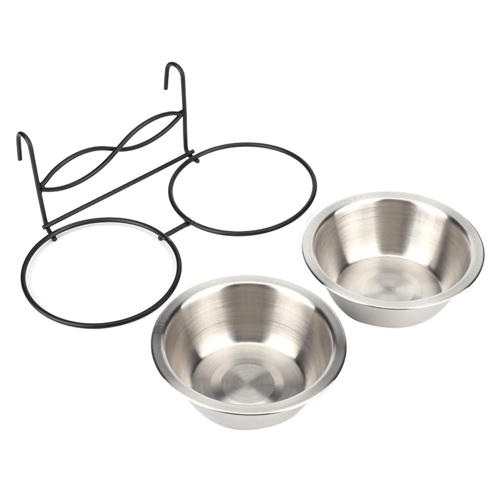 Stainless Steel Hanging Pet Bowls, 2 Bowls 1 Hook X706