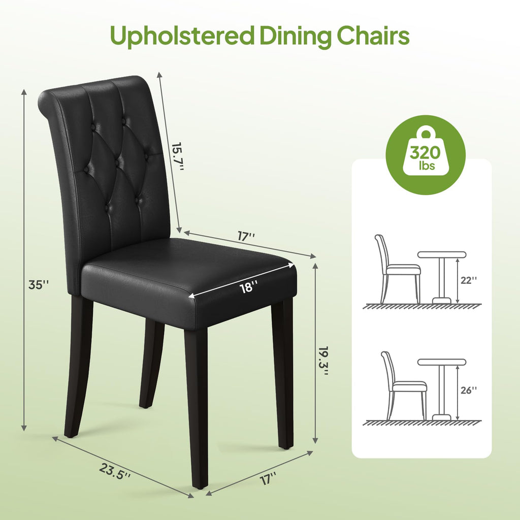 Upholstered Dining Chairs Set of 4 Tufted Wood Legs Jet Black M277688