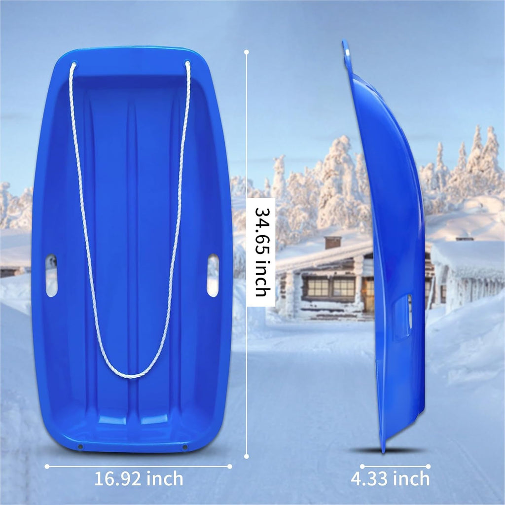 35 Inch 2-Person Plastic Snow Sled with Pull Rope E784789