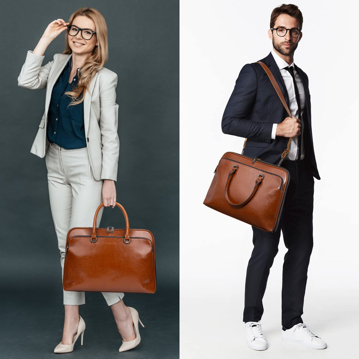 Genuine Leather Laptop Messenger Bag 13.3 15.6 inch E7383