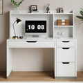 White Desk with Hutch and 4 Drawers M436972