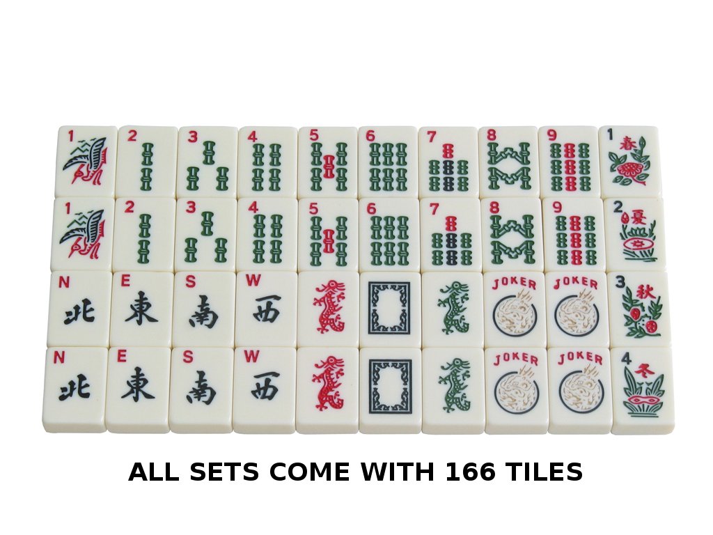 Black Paisley Mahjong Set with Soft Bag, 166 Ivory Colored Engraved Tiles, 4 All-in-One Rack/Pushers R60283