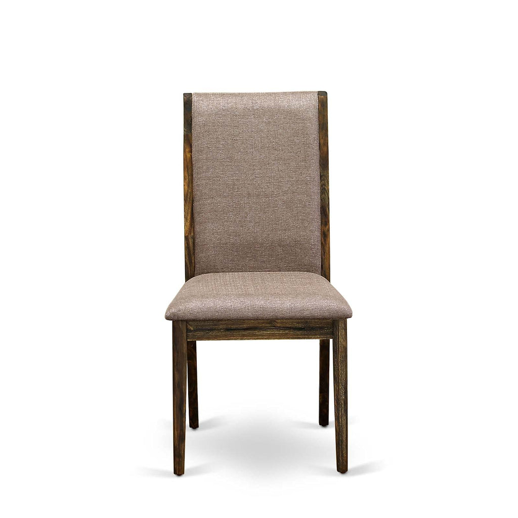 9 Piece Walnut Dining Table Set with Butterfly Leaf and 8 Dark Khaki Linen Fabric Chairs K3591