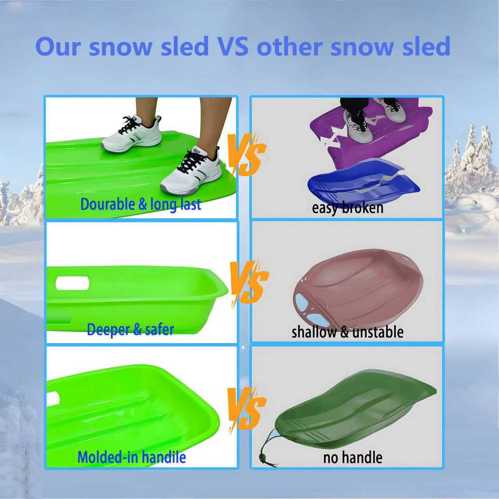 35 Inch 2-Person Plastic Snow Sled with Pull Rope E784789