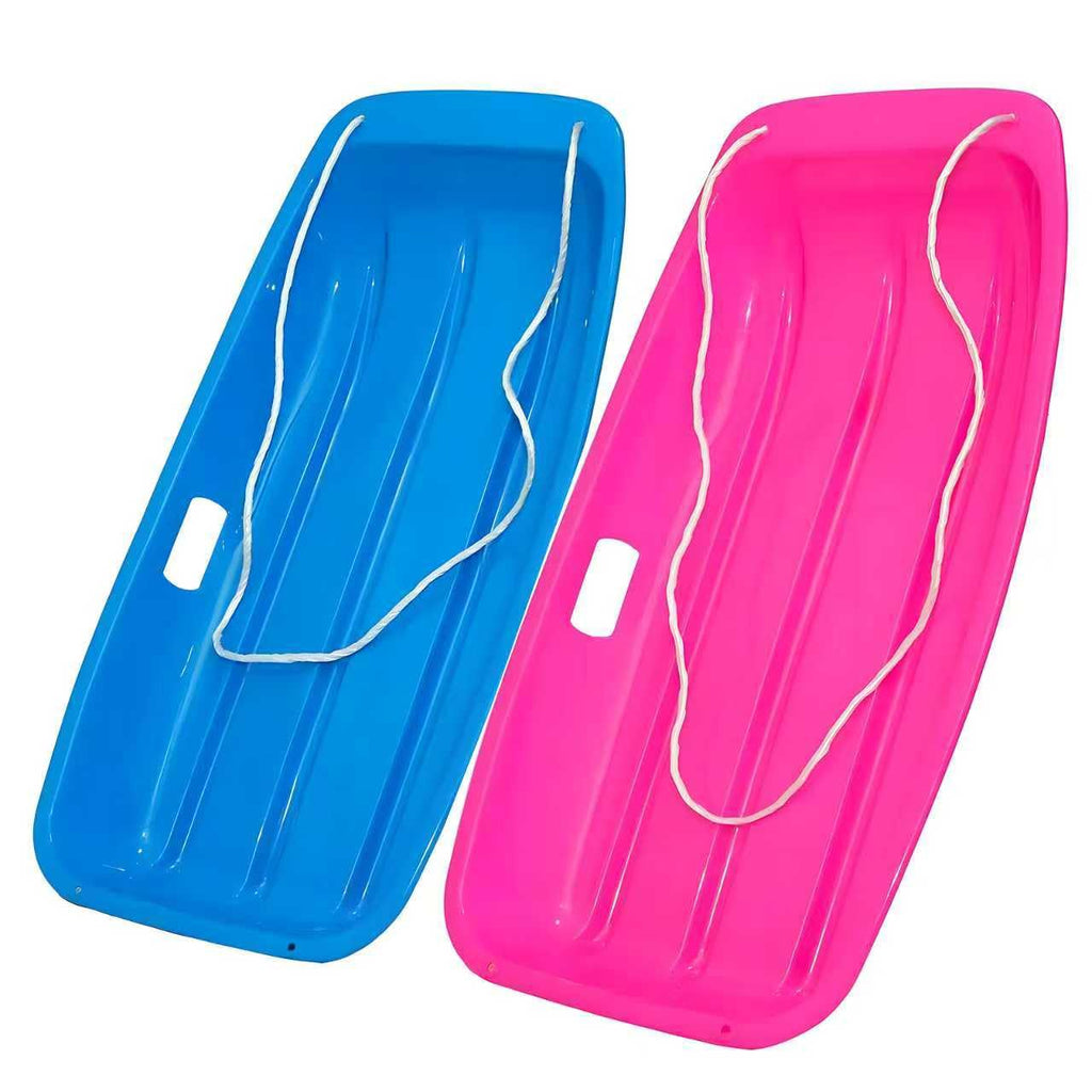 35 Inch 2-Person Plastic Snow Sled with Pull Rope E784789
