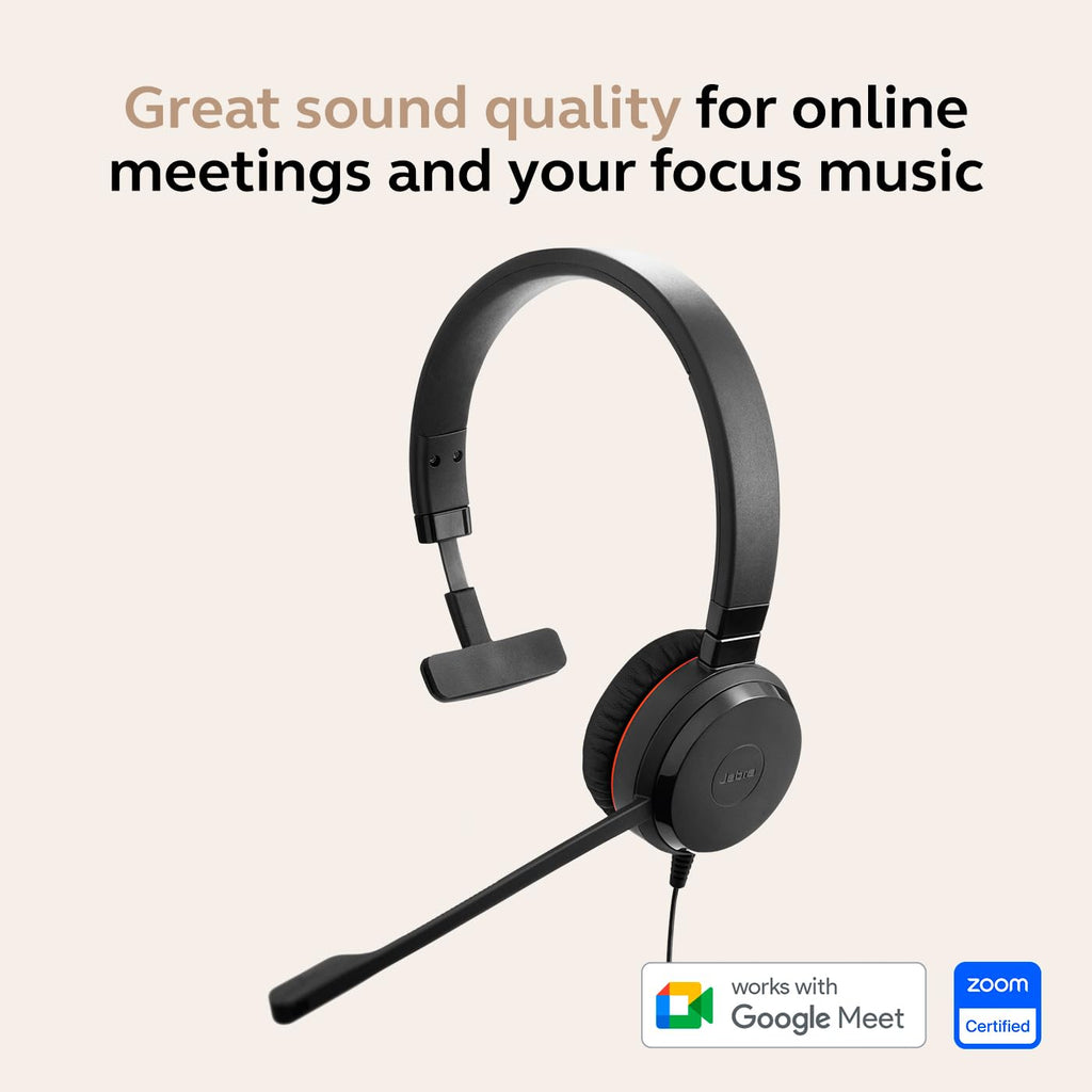 Wired Single-Ear Headset with Mic, Noise-Canceling Microphone, Black H1387