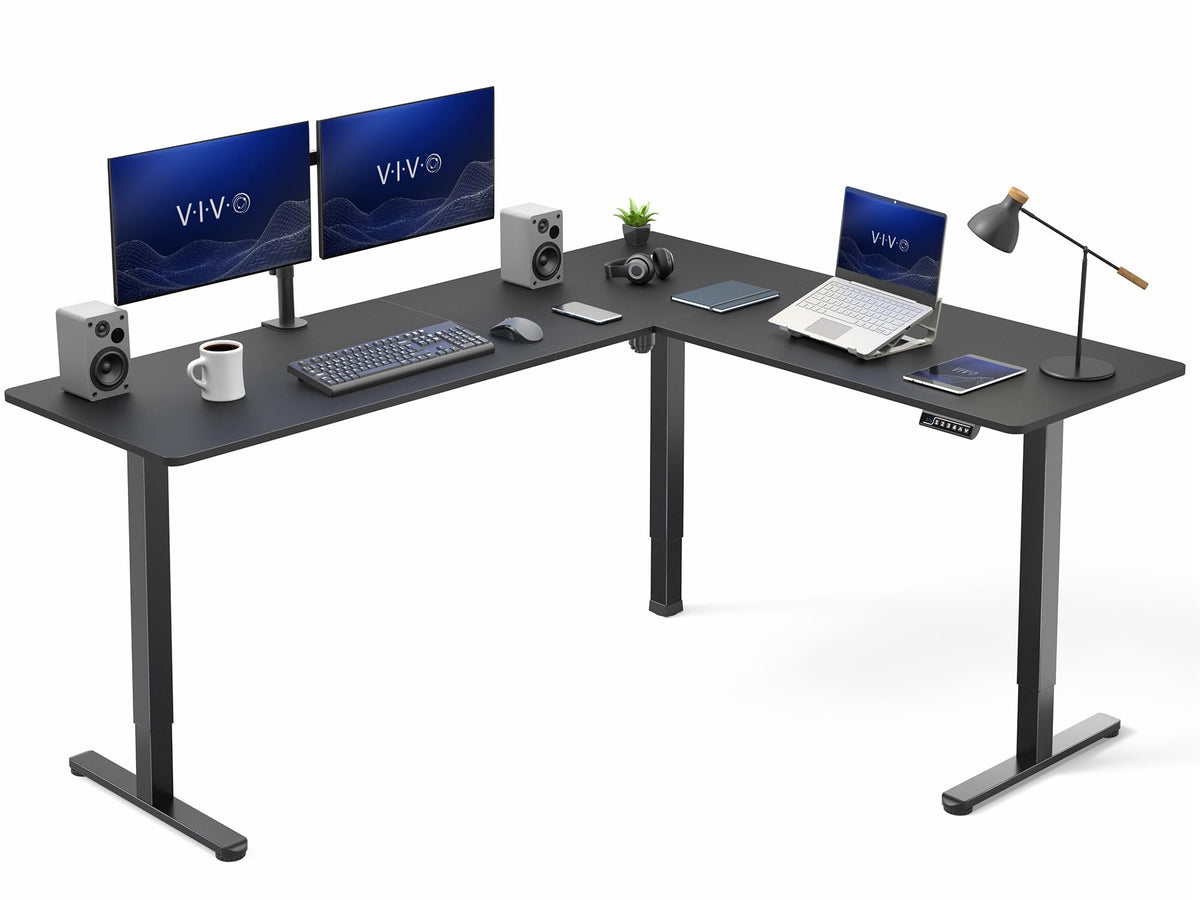 Black 75 x 63 in Corner Standing Desk H67278