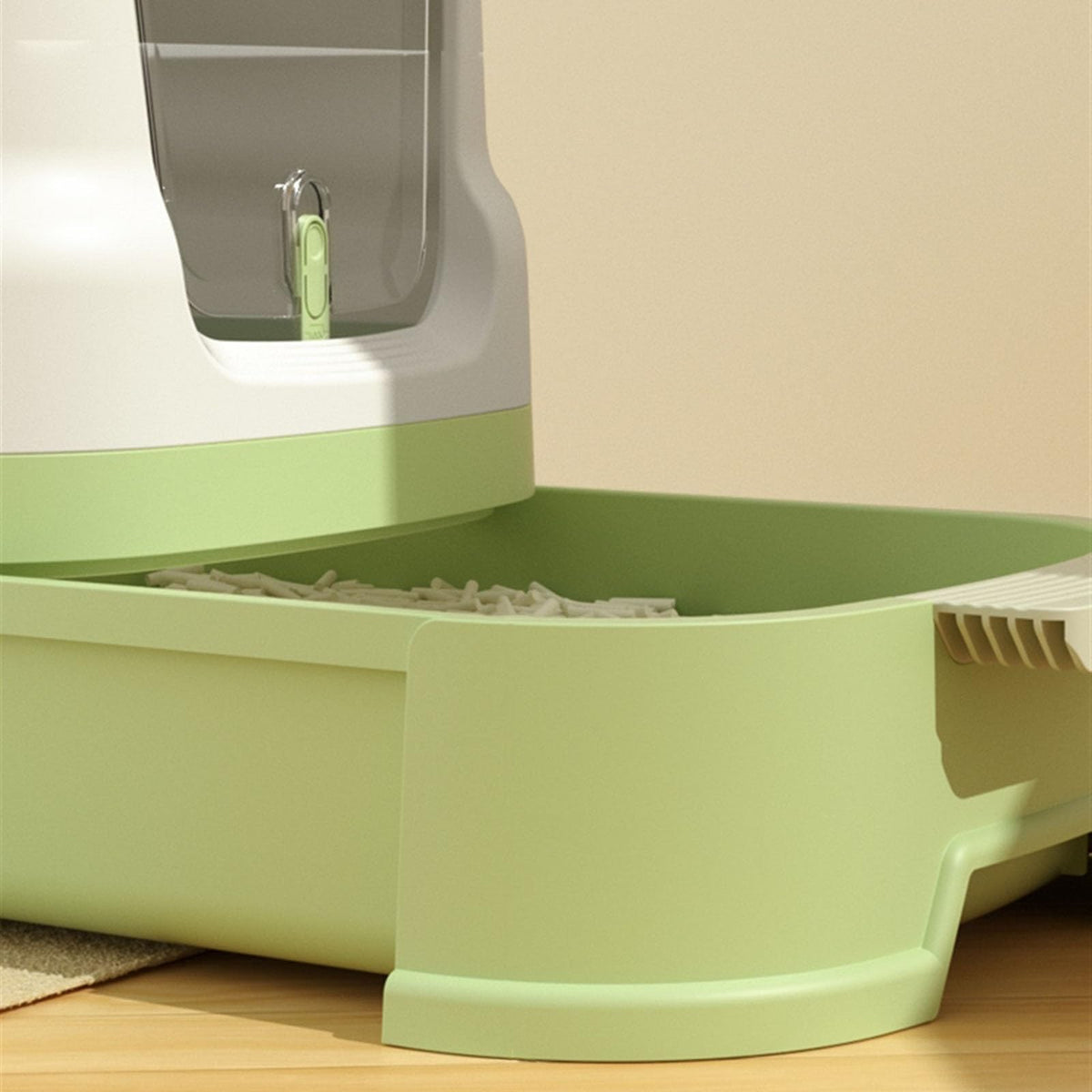 Cat Litter Box with Lid, Top Entry with Scoop, Enclosed Plastic with Drawer I45982