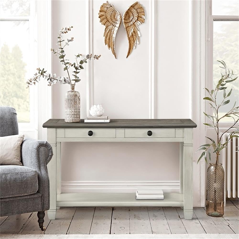 2-Tone Wood Console Table with 2 Drawers Z74216