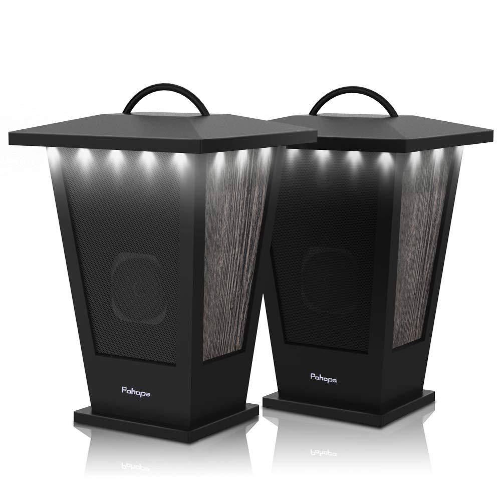 Pinao Black Waterproof Bluetooth Speakers 2 Packs 20W with LED Lights M850348