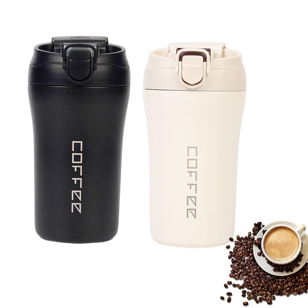 2-Pack 13.5oz Insulated Travel Coffee Mug Tumbler, Black and White Set P250