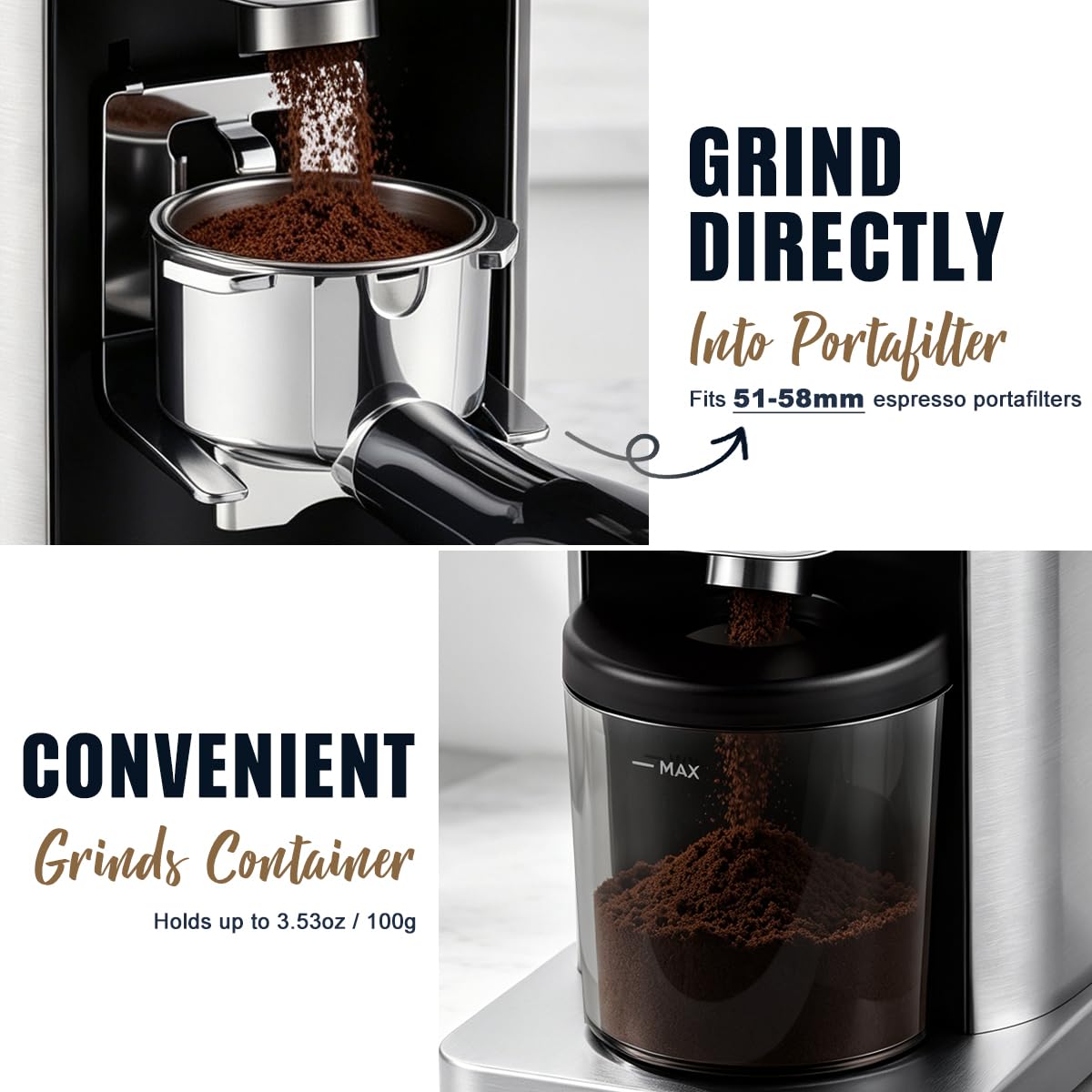 Electric Burr Coffee Grinder 48 Grind Settings E7603