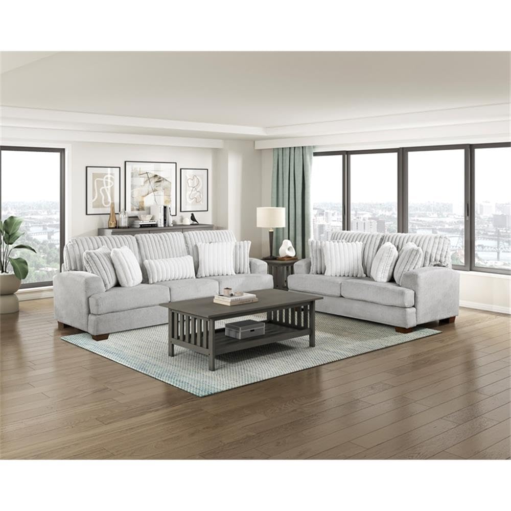 Light Gray Microfiber Upholstered Love Seat I4298