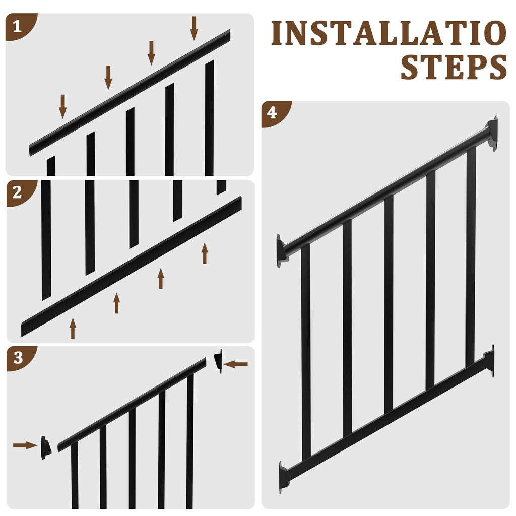 Black 3 Ft W Deck Railing Kit with Screws I322