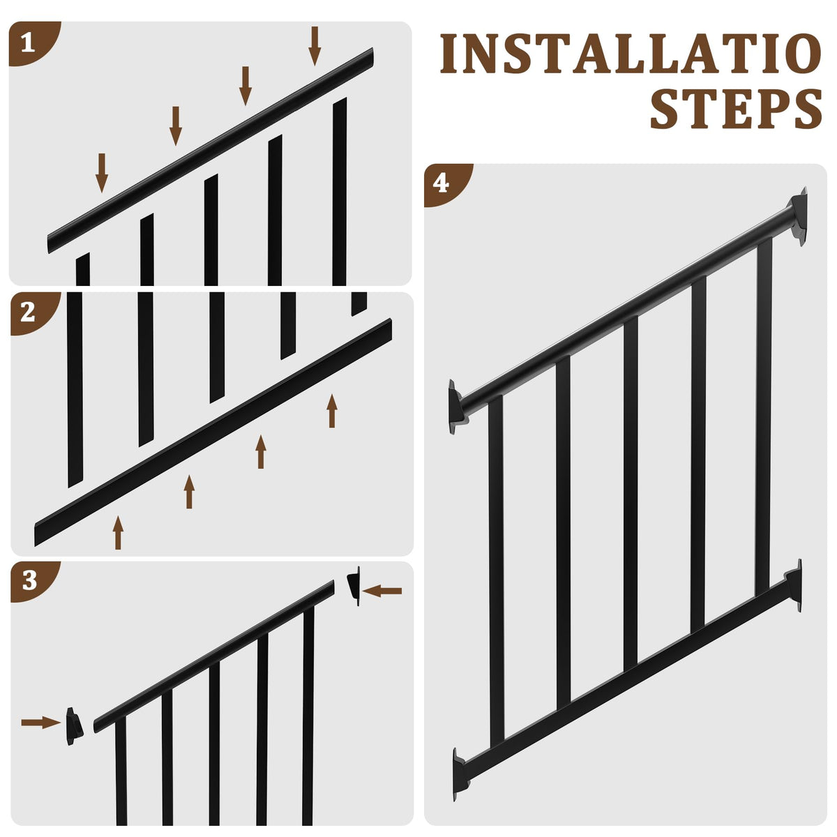 Black 3 Ft W Deck Railing Kit with Screws I322
