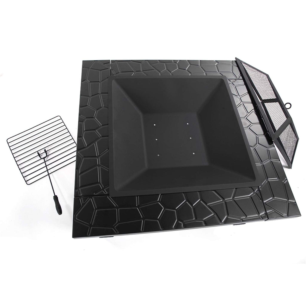 32-inch Metal Outdoor Fire Pit with Fireplace Screen L654687