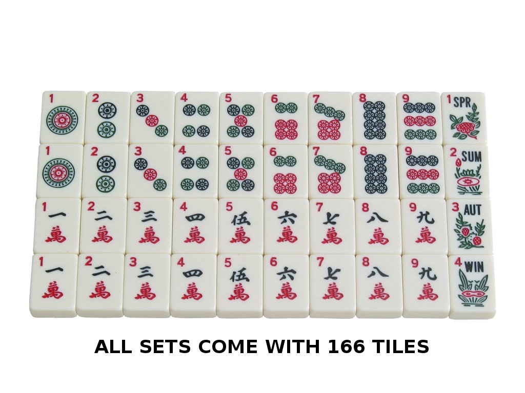 Black Paisley Mahjong Set with Soft Bag, 166 Ivory Colored Engraved Tiles, 4 All-in-One Rack/Pushers R60283