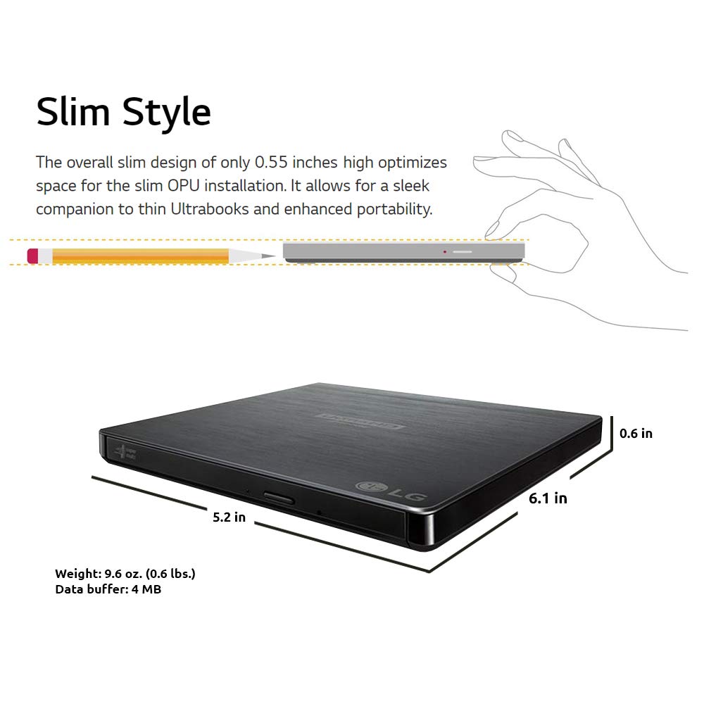 Portable 6X Ultra HD 4K Blu-ray Burner External Drive K2856