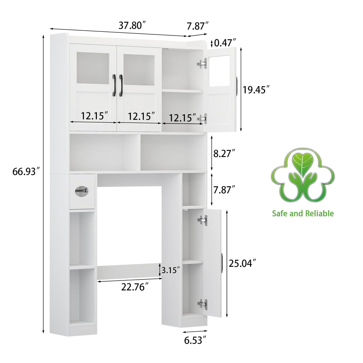 Over The Toilet Cabinet with 3 Acrylic Doors G651